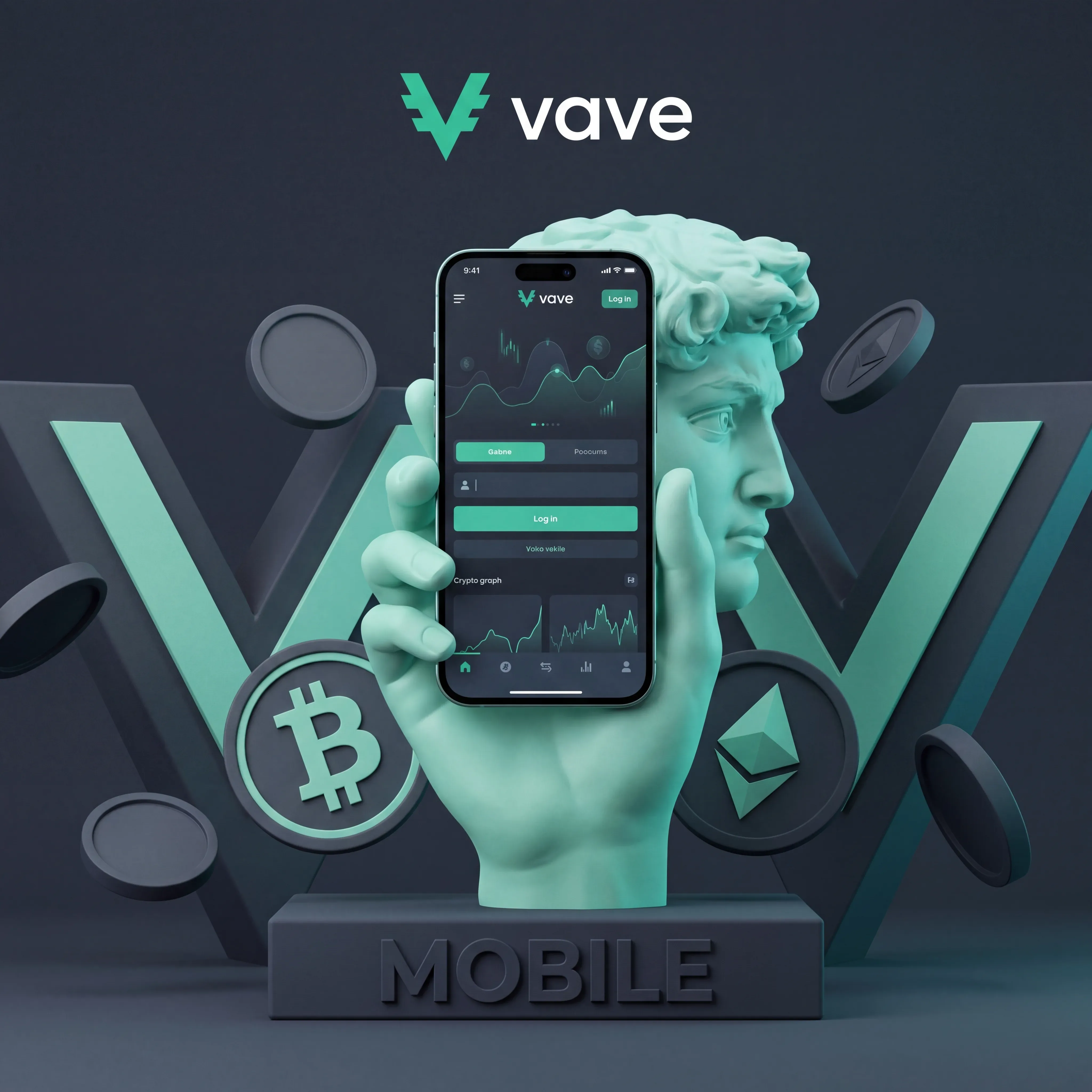 Κόσμος crypto Vave σε οθόνη κινητού